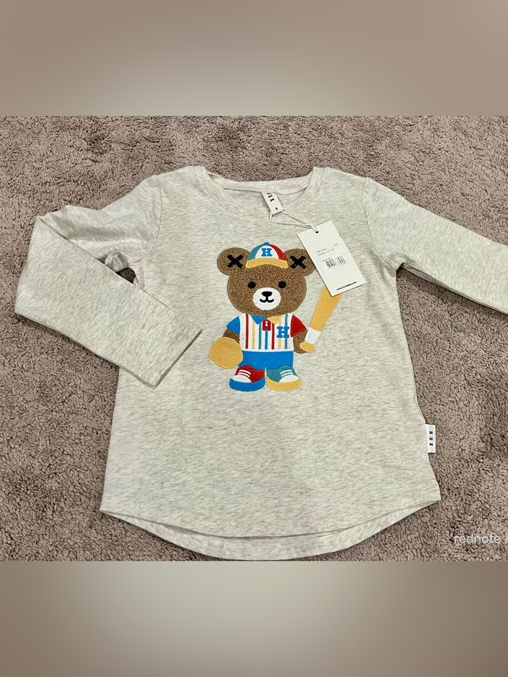 HUX Baseball Bear Long Sleeve Tee Size 6 NWT